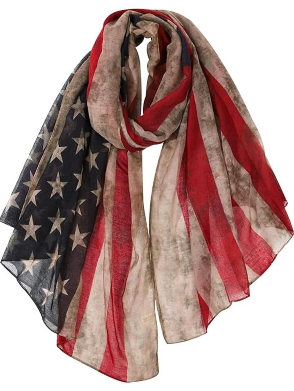 Vintage American Flag Scarf Patriotic Fourth of July Wrap Shawl USA Stars Stripe - Picture 1 of 4